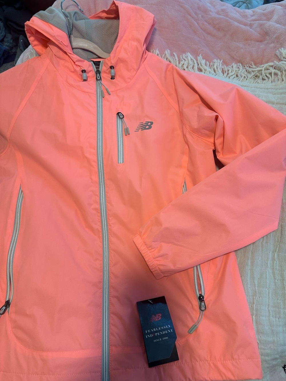 New Balance Coral Pink Hooded Utility Jacket